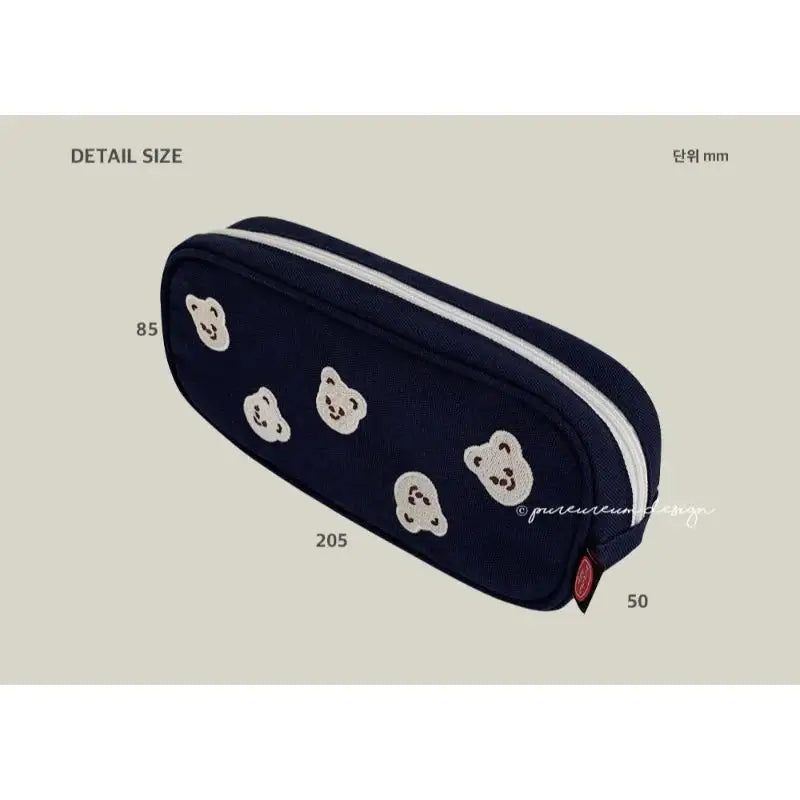 Pureureumdesign x 10x10 - Cupid Bear Embroidery Pencil Pouch - Pureureumdesign - Pencil Case - Harumio