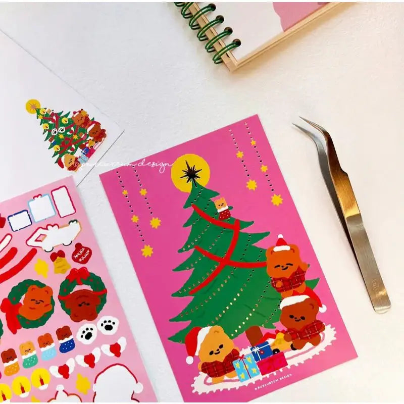 Pureureumdesign - Cupid Bear Tree Decorating Stickers Set - Pureureumdesign - Stickers - Harumio