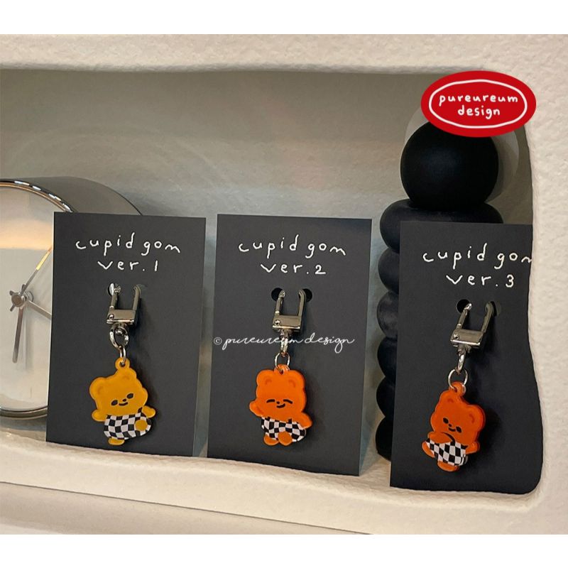 Pureureumdesign - Cupid Bear Checkerboard Pants Keyring