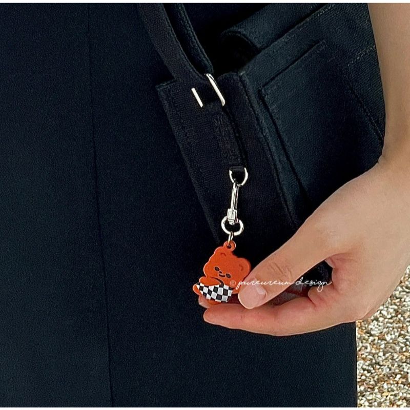 Pureureumdesign - Cupid Bear Checkerboard Pants Keyring