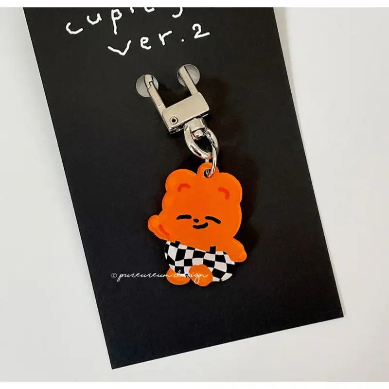Pureureumdesign - Cupid Bear Checkerboard Pants Keyring - Pureureumdesign - Key ring - Harumio