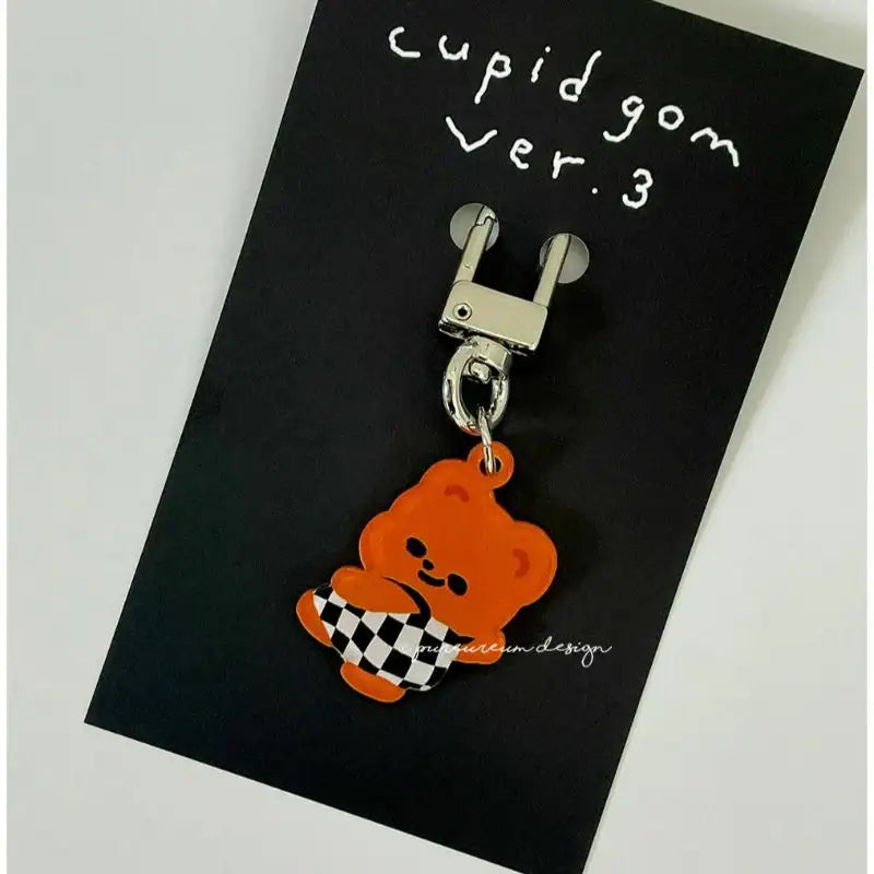 Pureureumdesign - Cupid Bear Checkerboard Pants Keyring - Pureureumdesign - Key ring - Harumio
