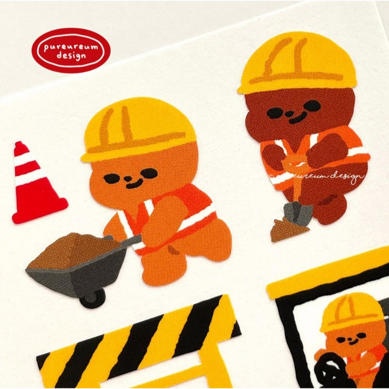 Pureureumdesign - Cupid Bear Construction Site Sticker