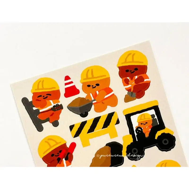 Pureureumdesign - Cupid Bear Construction Site Sticker - Pureureumdesign - Sticker - Harumio