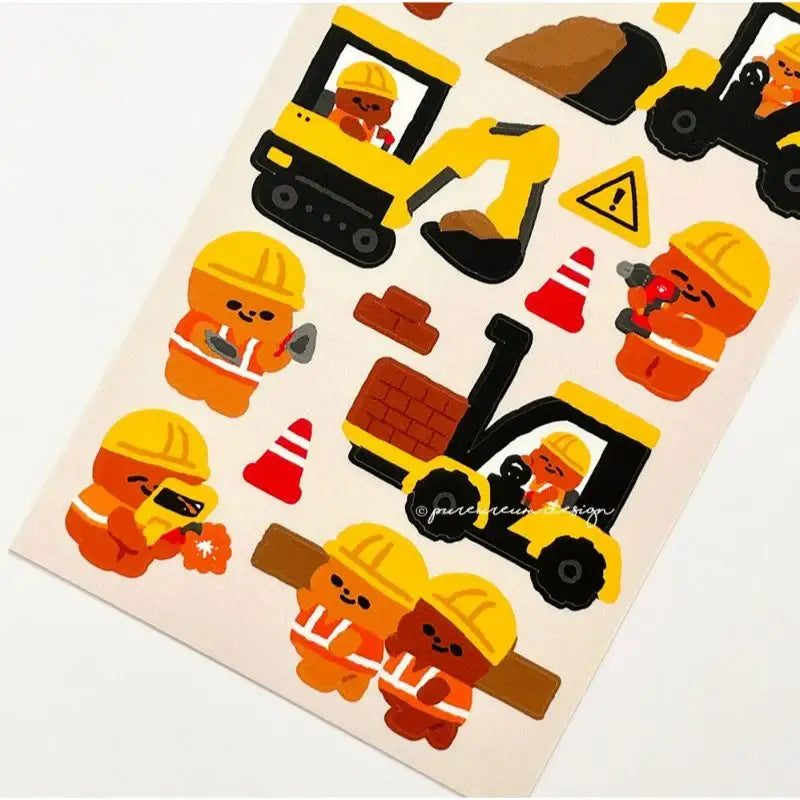 Pureureumdesign - Cupid Bear Construction Site Sticker - Pureureumdesign - Sticker - Harumio