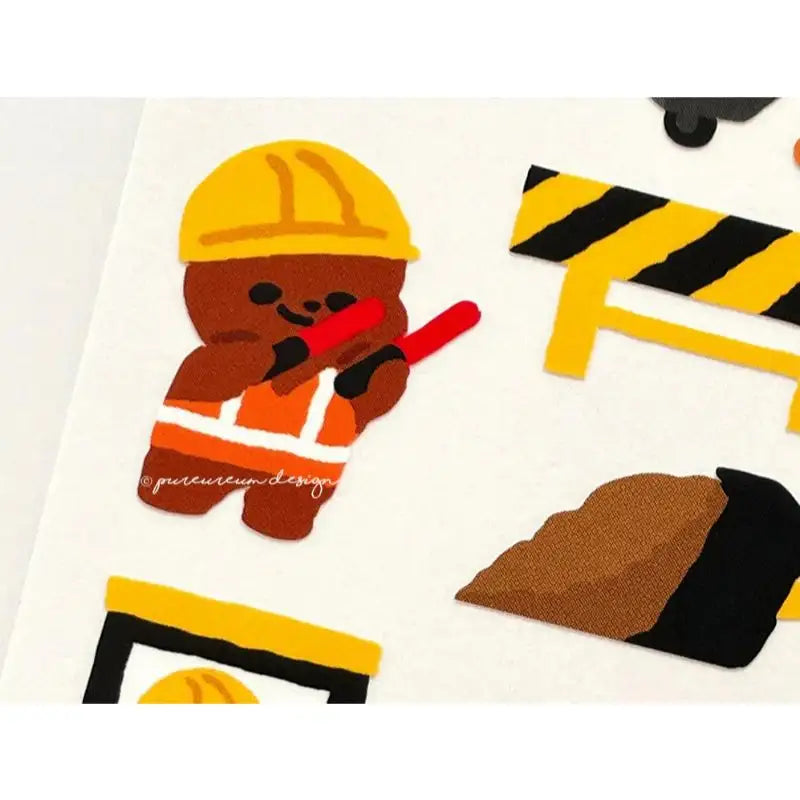 Pureureumdesign - Cupid Bear Construction Site Sticker - Pureureumdesign - Sticker - Harumio