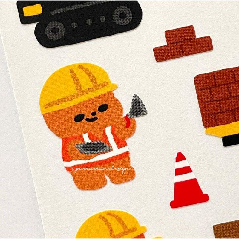 Pureureumdesign - Cupid Bear Construction Site Sticker - Pureureumdesign - Sticker - Harumio