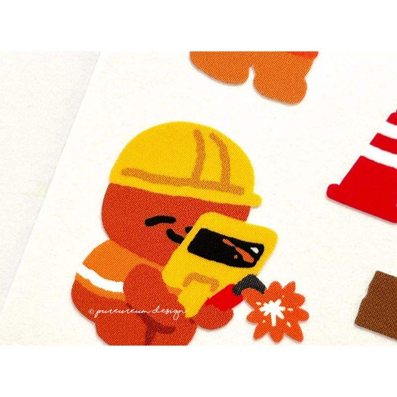 Pureureumdesign - Cupid Bear Construction Site Sticker - Pureureumdesign - Sticker - Harumio