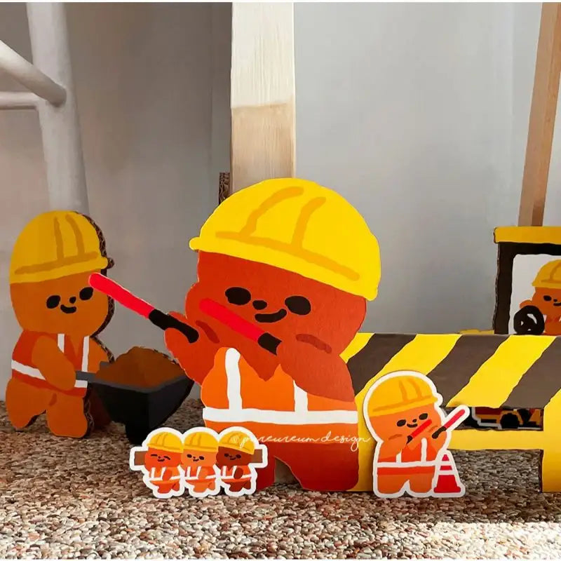Pureureumdesign - Cupid Bear construction site removable piece sticker - Pureureumdesign - Sticker - Harumio