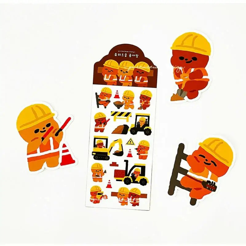 Pureureumdesign - Cupid Bear construction site removable piece sticker - Pureureumdesign - Sticker - Harumio