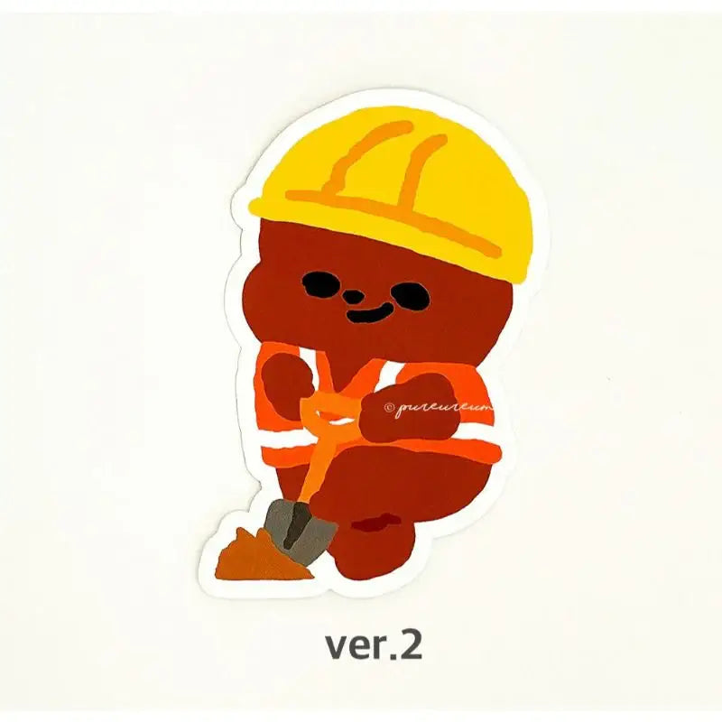 Pureureumdesign - Cupid Bear construction site removable piece sticker - Pureureumdesign - Sticker - Harumio