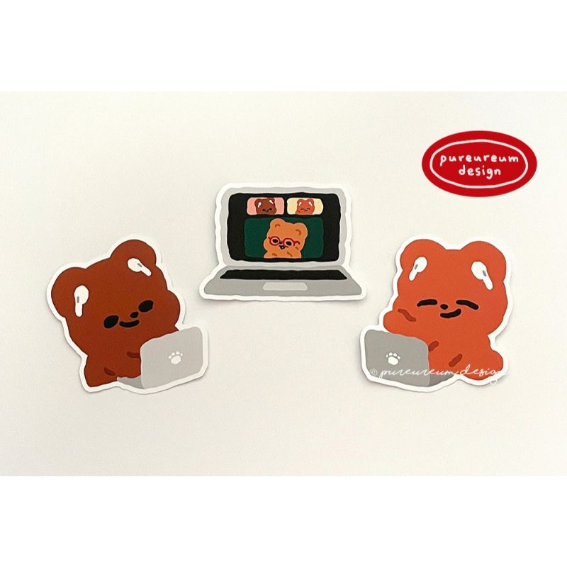 Pureureumdesign - Cupid Bear Study Removable Piece Sticker
