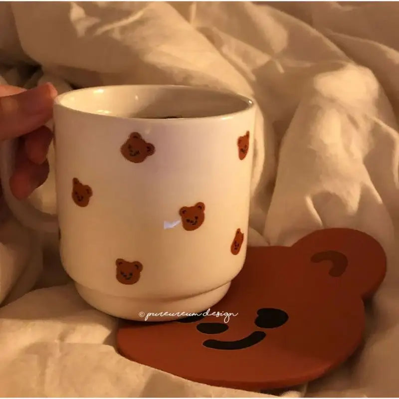 Pureureumdesign - Cupid Bear and Titi Silicone Coaster - Pureureumdesign - Coaster - Harumio