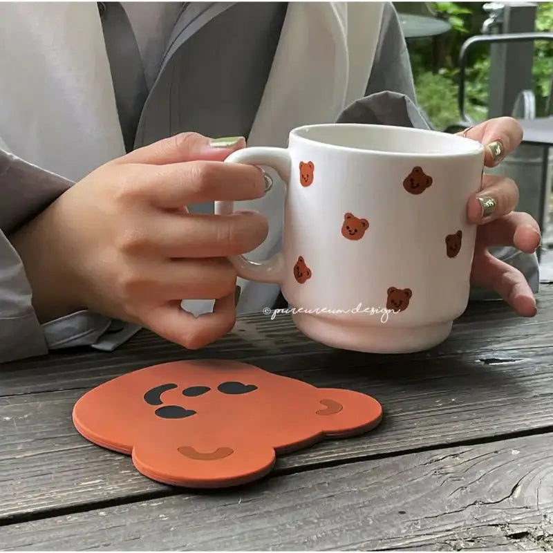 Pureureumdesign - Cupid Bear and Titi Silicone Coaster - Pureureumdesign - Coaster - Harumio