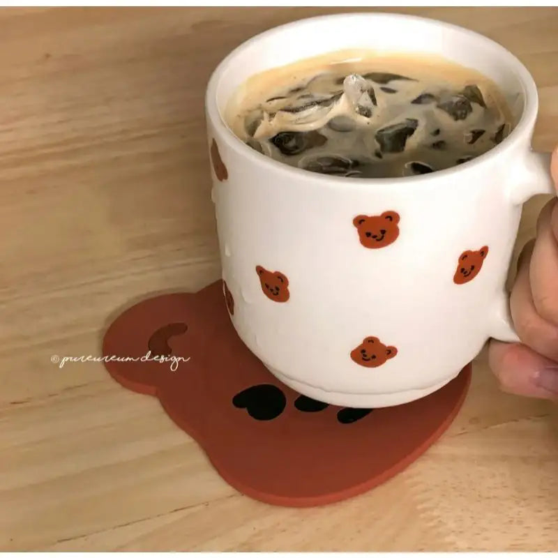 Pureureumdesign - Cupid Bear and Titi Silicone Coaster - Pureureumdesign - Coaster - Harumio