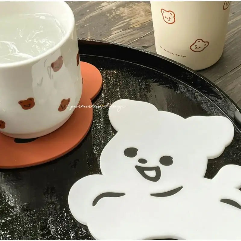 Pureureumdesign - Cupid Bear and Titi Silicone Coaster - Pureureumdesign - Coaster - Harumio