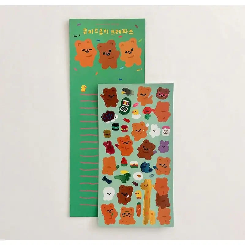 Pureureumdesign - Cupid Bear's crayon glossy sticker - Pureureumdesign - Sticker - Harumio