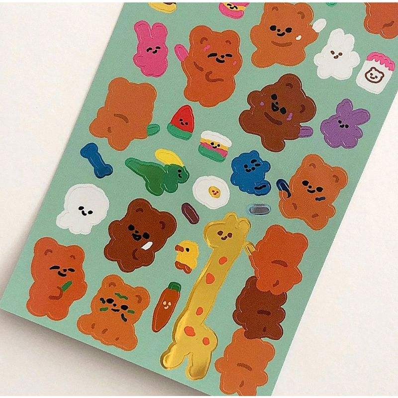 Pureureumdesign - Cupid Bear's crayon glossy sticker - Pureureumdesign - Sticker - Harumio