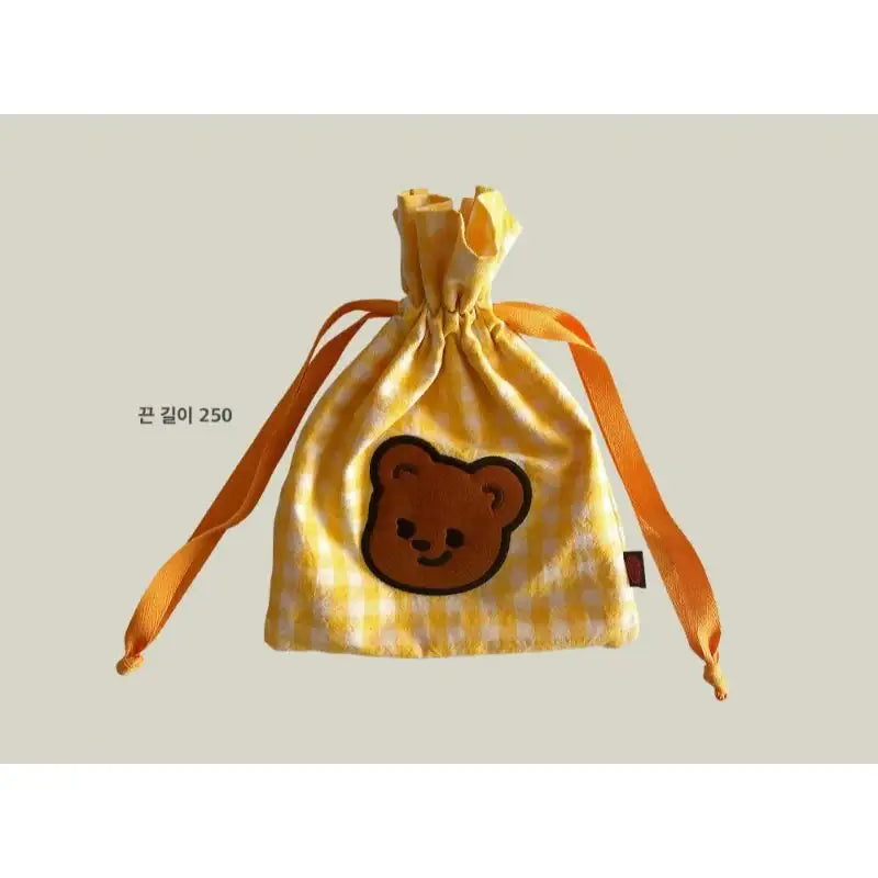 Pureureumdesign - Cupid Bear embroidered string pouch - Pureureumdesign - Pouch Bag - Harumio