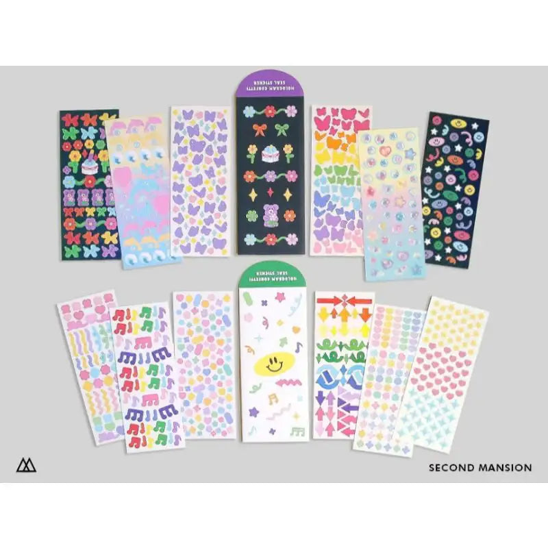 Second Mansion - Hologram Confetti Seal Sticker Set of 12 - Second Mansion - Stickers - Harumio