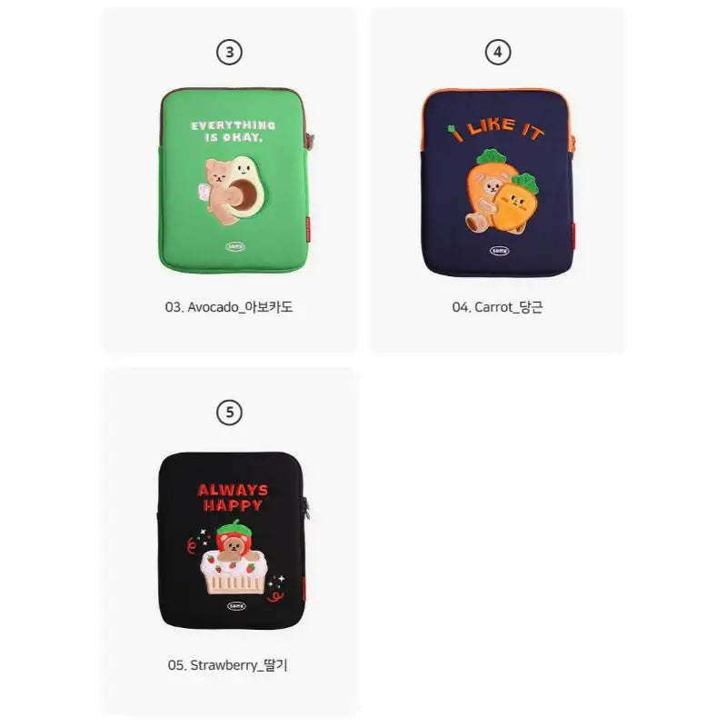 Second Mansion - Juicy and Paul Fruit Tablet PC Pouch 11 inch - Second Mansion - Tablet Pouch - Harumio