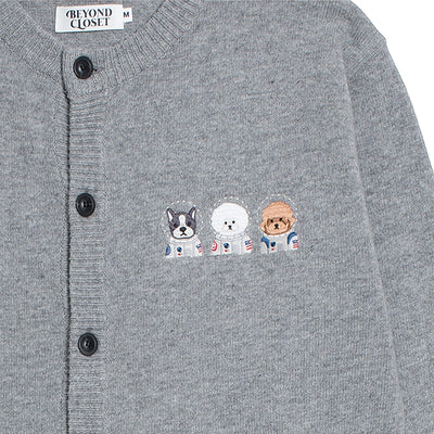 Beyond Closet - Apollo Collection Crew Logo Round Knit Cardigan