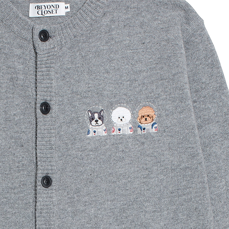 Beyond Closet - Apollo Collection Crew Logo Round Knit Cardigan