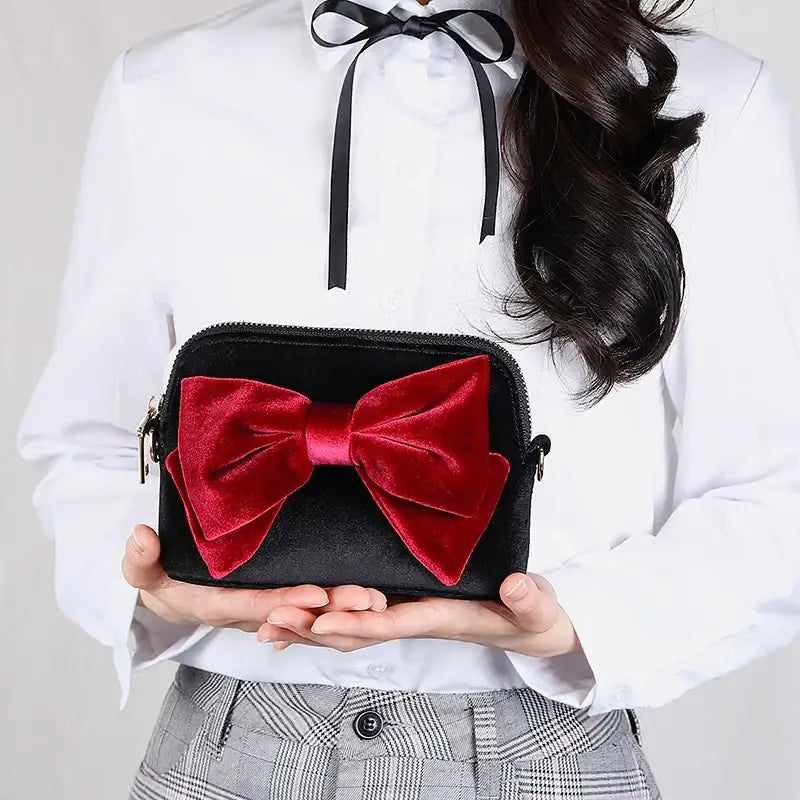 Saint Tail x Clue - Saint Velvet Ribbon Black Pouch - CLUE - Pouch - Harumio