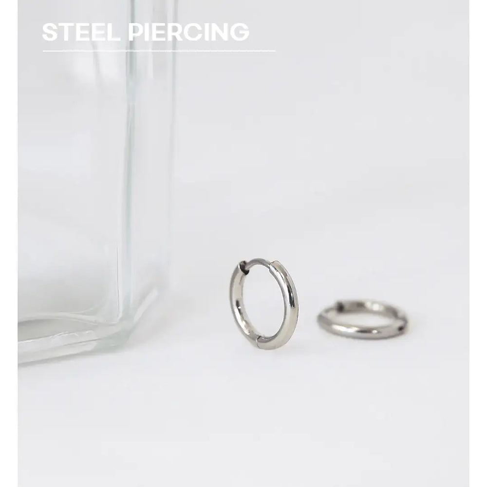 OST - Basic Steel One Touch Ring Earring - OST - Jewelry - Harumio