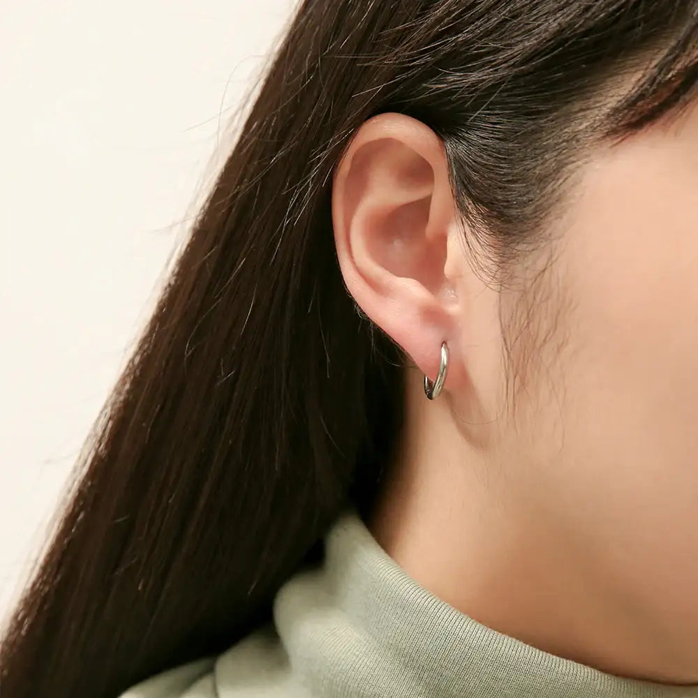 OST - Basic Steel One Touch Ring Earring - OST - Jewelry - Harumio