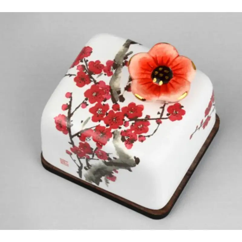 HK Studio - Korean Art Red Plum Blossoms Musical Paperweight - HK Studio - Music Box - Harumio