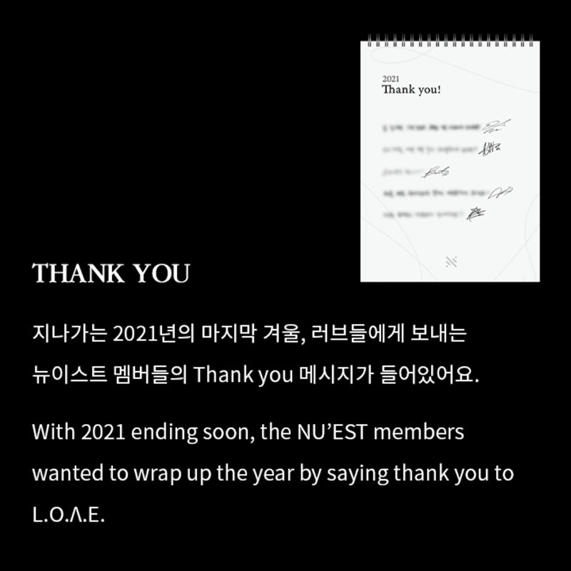 NU'EST - THE BLACK - 2022 Calendar Set