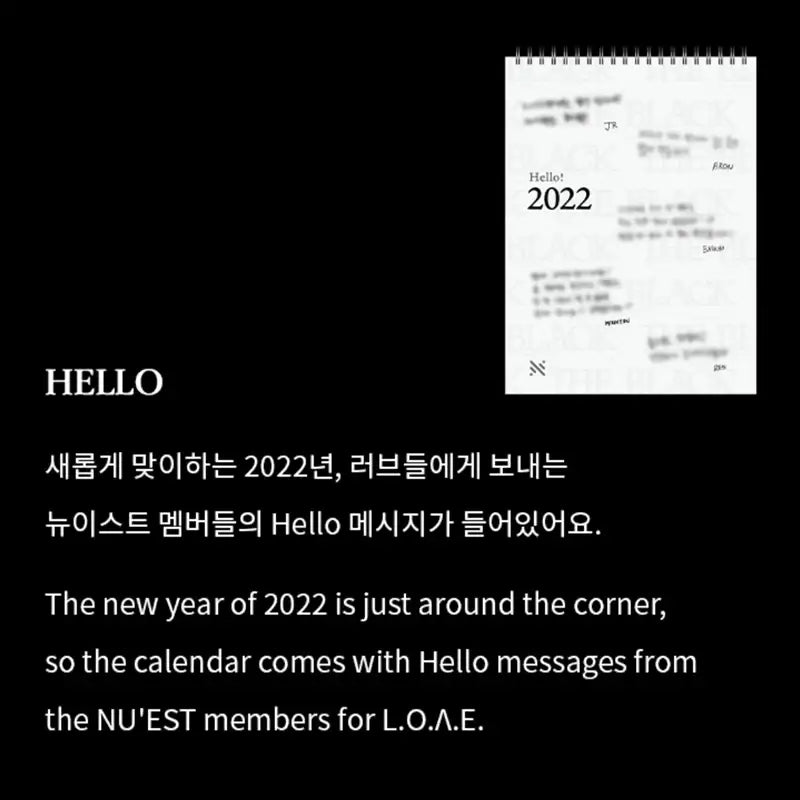 NU'EST - THE BLACK - 2022 Calendar Set - NU'EST - Calendar - Harumio