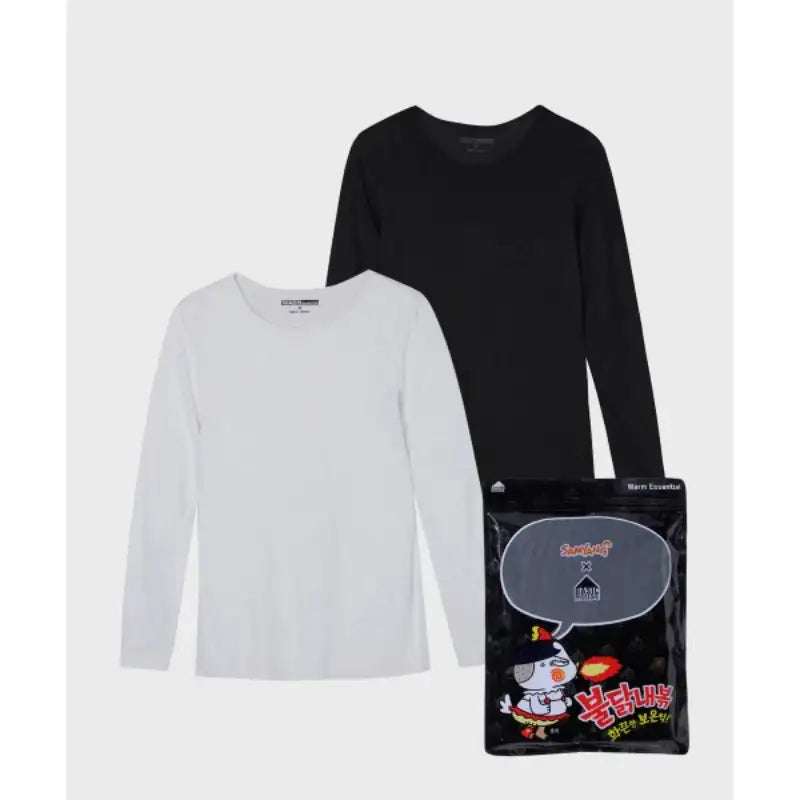 Basic House x Samyang - Warm Essential Women's Round Neck Long Sleeve T-Shirt - Basic House - Clothing - Harumio