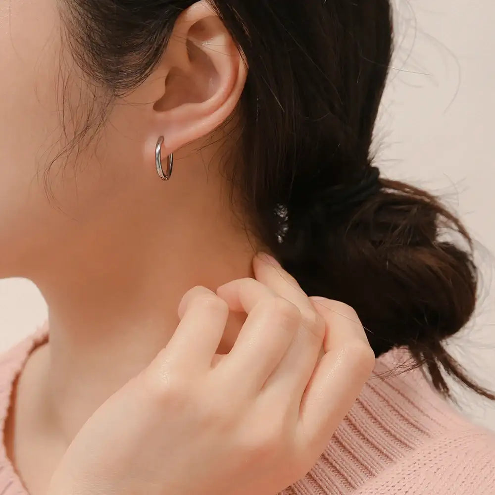 OST - Basic Steel One Touch Ring Earring - OST - Jewelry - Harumio