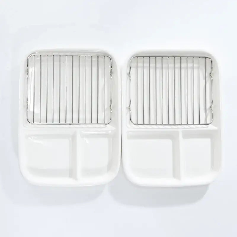 Korean Cutlet Plate With Wire Mesh Set 2P - Modern House - Kitchenware - Harumio