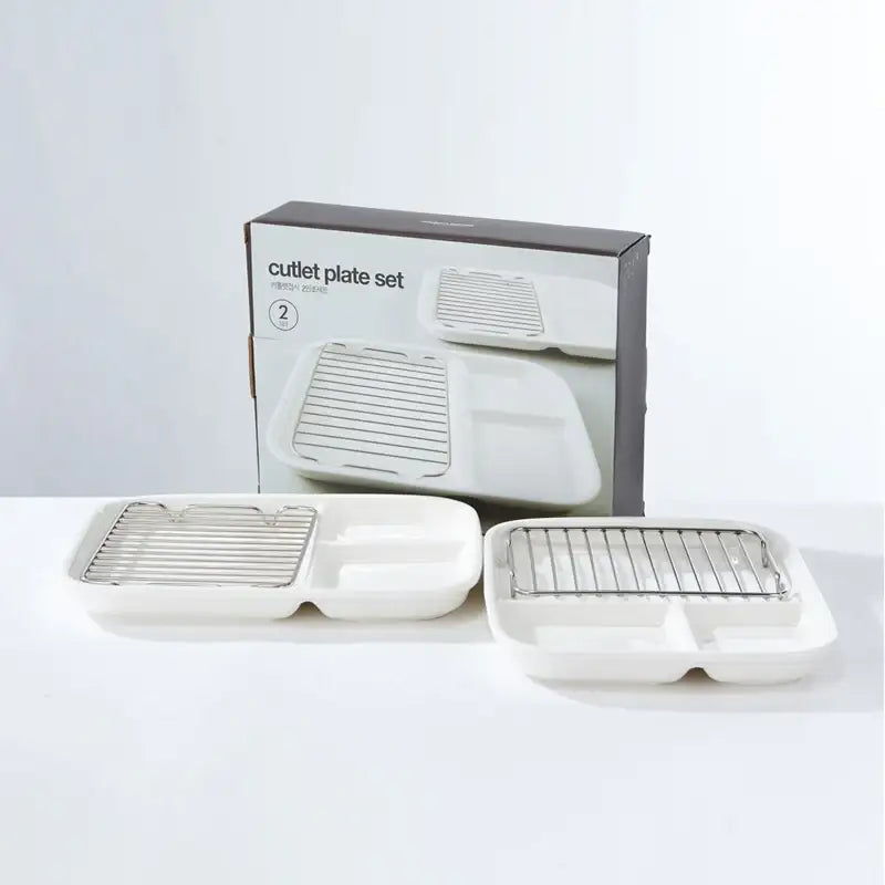 Korean Cutlet Plate With Wire Mesh Set 2P - Modern House - Kitchenware - Harumio