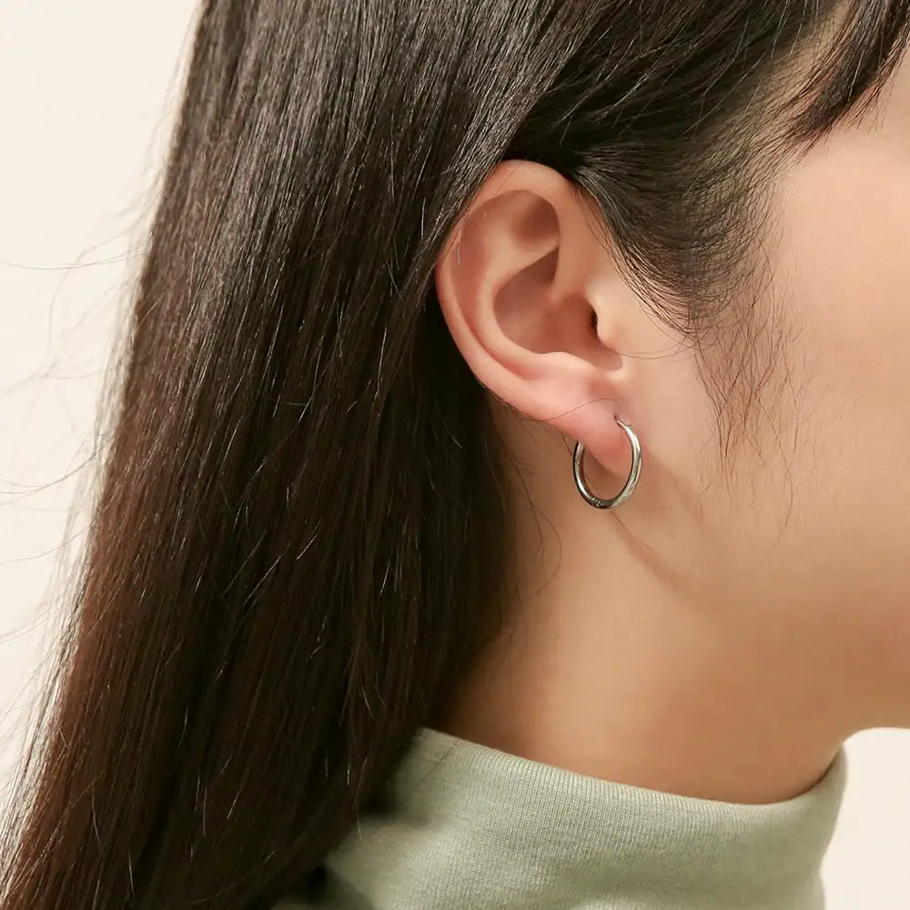 OST - Basic Steel One Touch Ring Earring - OST - Jewelry - Harumio