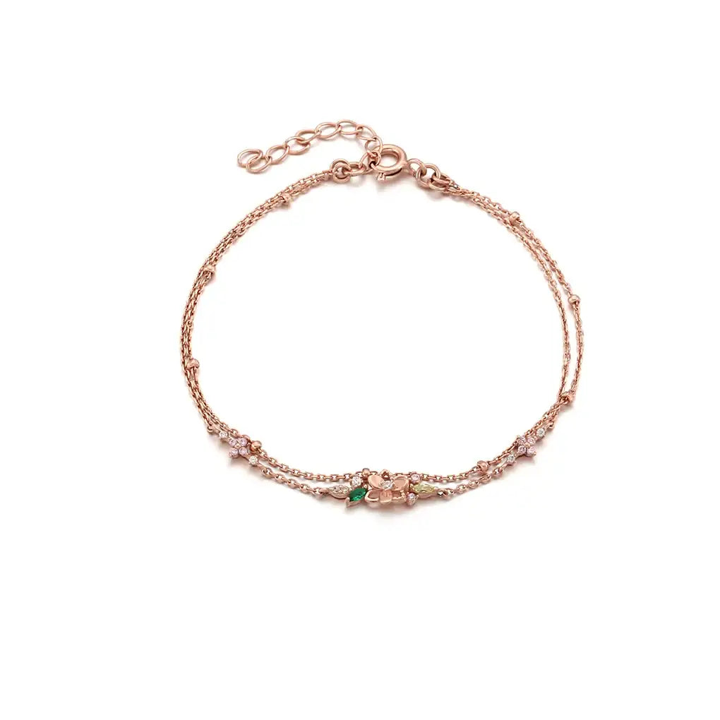 CLUE - Emerald Rose Silver Bracelet - CLUE - Jewelry - Harumio