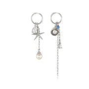 CLUE - Starfish Pearl Silver Drop Earrings - CLUE - Jewelry - Harumio