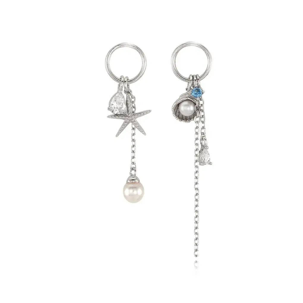 CLUE - Starfish Pearl Silver Drop Earrings - CLUE - Jewelry - Harumio