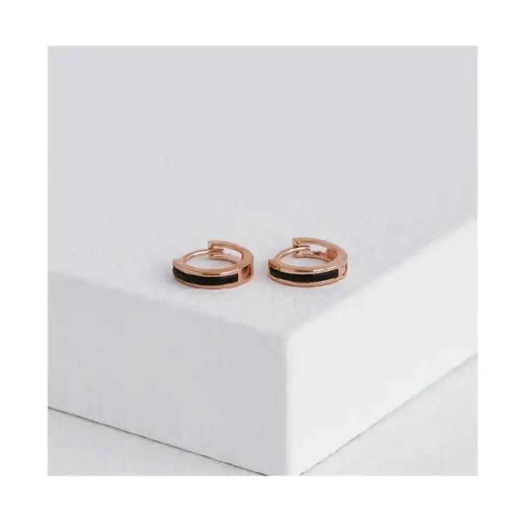 CLUE - Onyx Hoop Ring Silver Earrings - CLUE - Jewelry - Harumio
