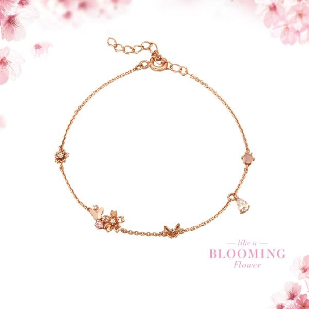 CLUE - Sweet Candy Cherry Blossom Silver Bracelet