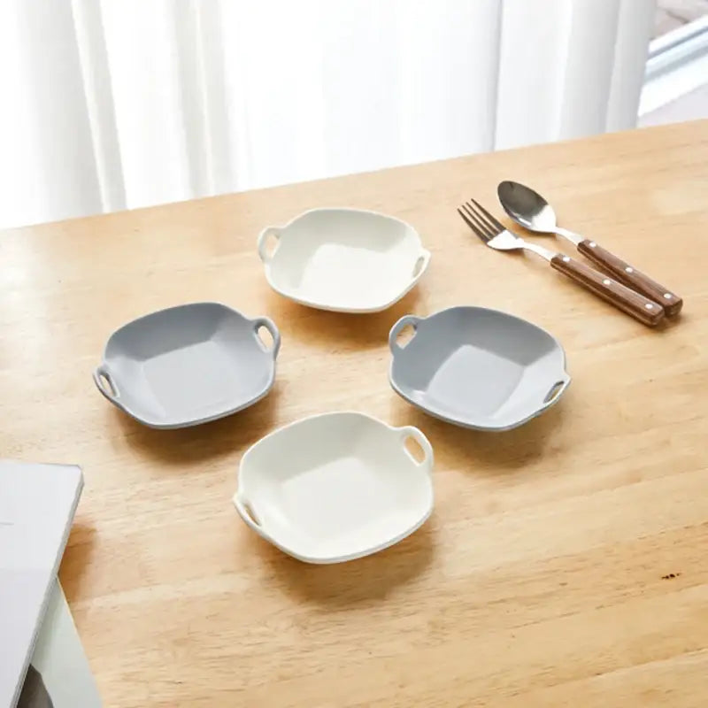 Korean L Mime Square Plate With Handle 4P Set - Modern House - Kitchenware - Harumio
