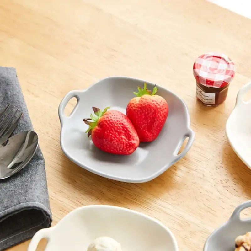 Korean L Mime Square Plate With Handle 4P Set - Modern House - Kitchenware - Harumio