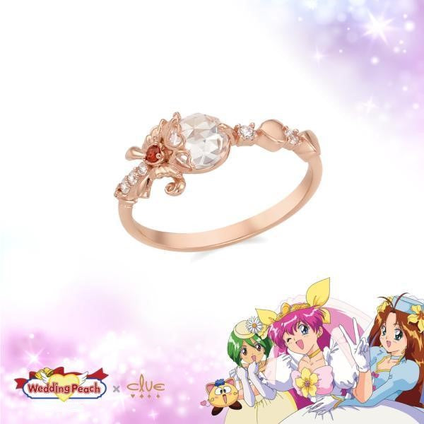 Wedding Peach x CLUE - Angel Peach Crystal Silver Ring - Love of Light