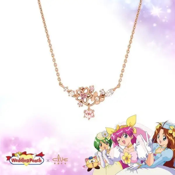 Wedding Peach x CLUE - Peach Flower Silver Necklace - Wedding Peach x CLUE - Jewelry - Harumio