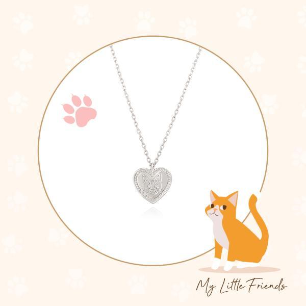 OST - My Little Friends - Cat Heart Coin Silver Necklace
