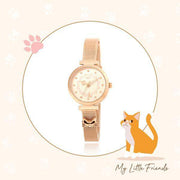 OST - My Little Friends - Cat Ribbon Rose Gold Mesh Metal Watch - My Little Friends - Jewelry - Harumio