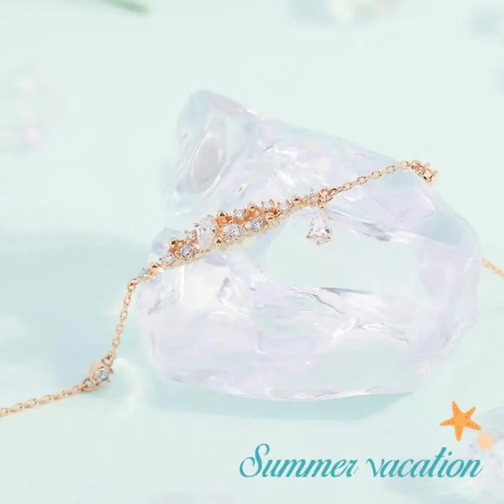 CLUE - Summer Sand Grain Glitter Water Drop Silver Bracelet - CLUE - Jewelry - Harumio
